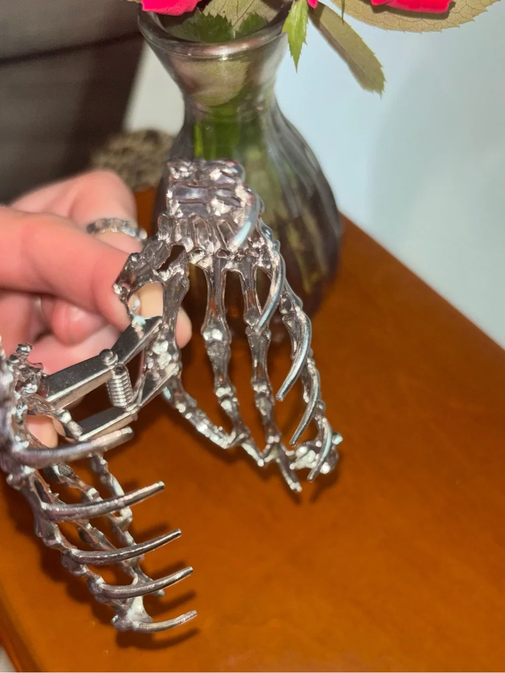 Silver Skeleton Hand Hair Claw Clip - Gothic Women’s Hair Accessory
